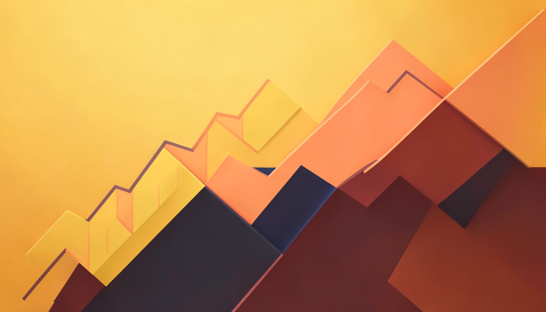 A warm golden-toned abstract image of layered geometric shapes suggesting financial charts and investment growth, with coral and navy accents.